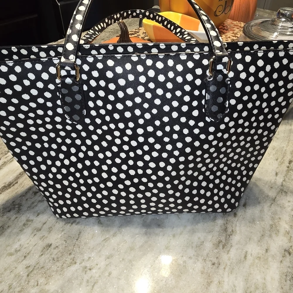 Kate Spade Black and White Polka Dot Tote Bag